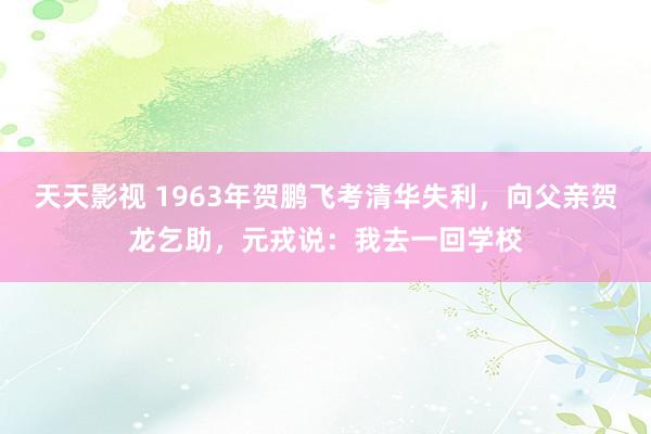 天天影视 1963年贺鹏飞考清华失利，向父亲贺龙乞助，元戎说：我去一回学校