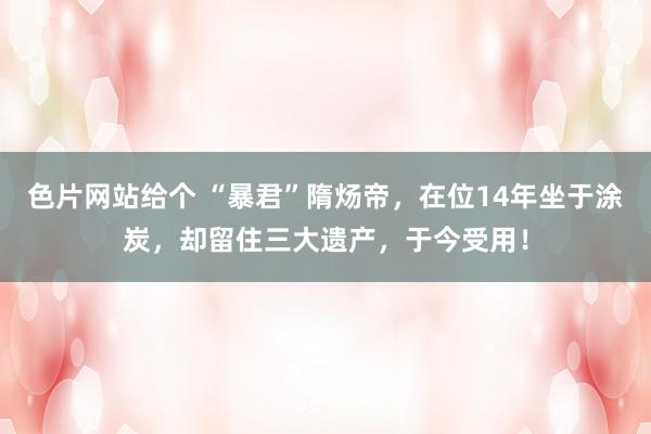 色片网站给个 “暴君”隋炀帝，在位14年坐于涂炭，却留住三大遗产，于今受用！