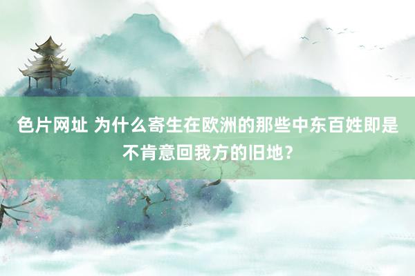 色片网址 为什么寄生在欧洲的那些中东百姓即是不肯意回我方的旧地？