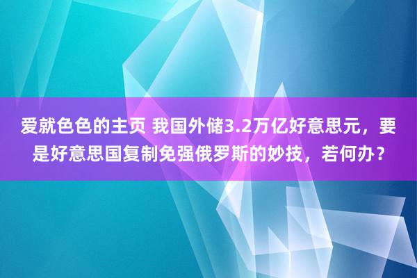 爱就色色的主页 我国外储3.2万亿好意思元，要是好意思国复制免强俄罗斯的妙技，若何办？