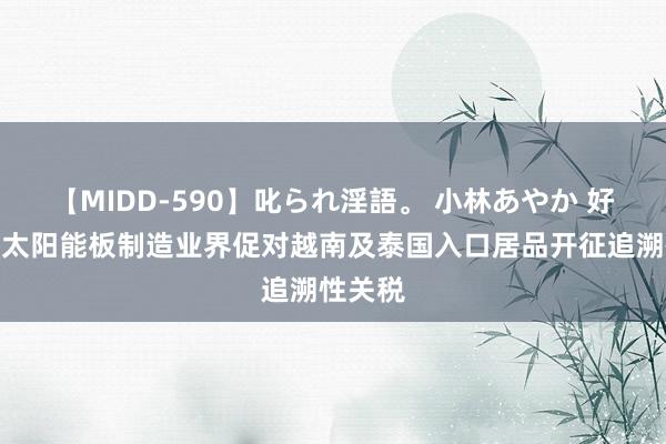 【MIDD-590】叱られ淫語。 小林あやか 好意思国太阳能板制造业界促对越南及泰国入口居品开征追溯性关税